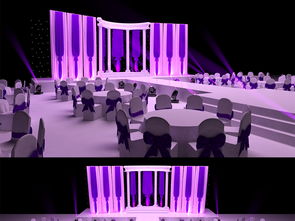 高端时尚紫色欧式婚礼舞台设计3D模型下载